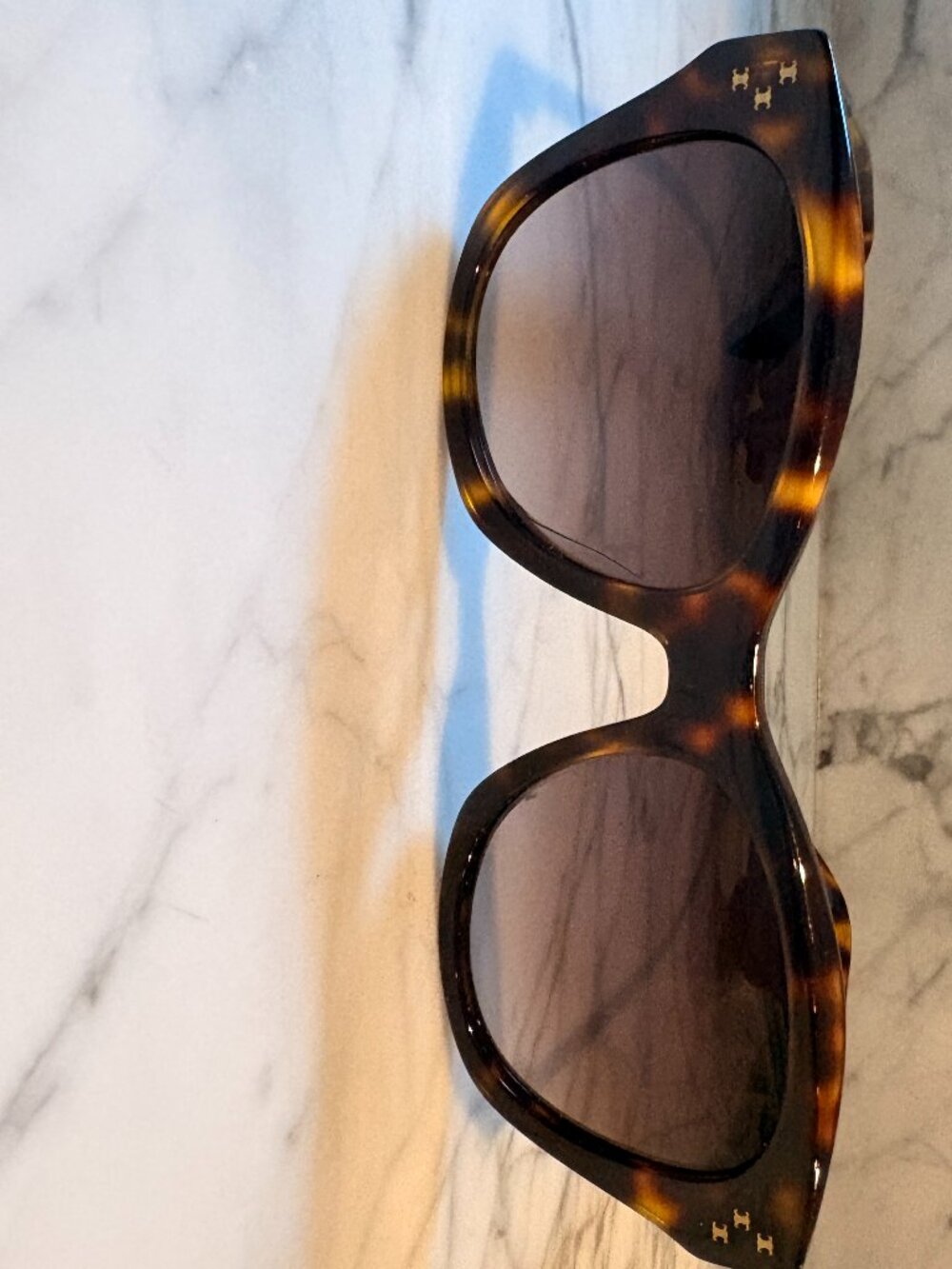 CELINE Mini Triomphe 55MM Geometric Sunglasses Havana